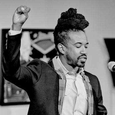 MC Toney Jackson hosts the Puffin Summer Poetry Slam in Teaneck