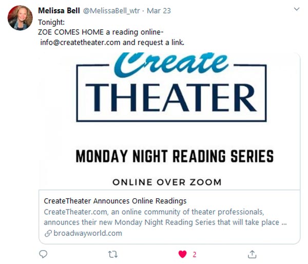 Create Theater Gives Online Readings