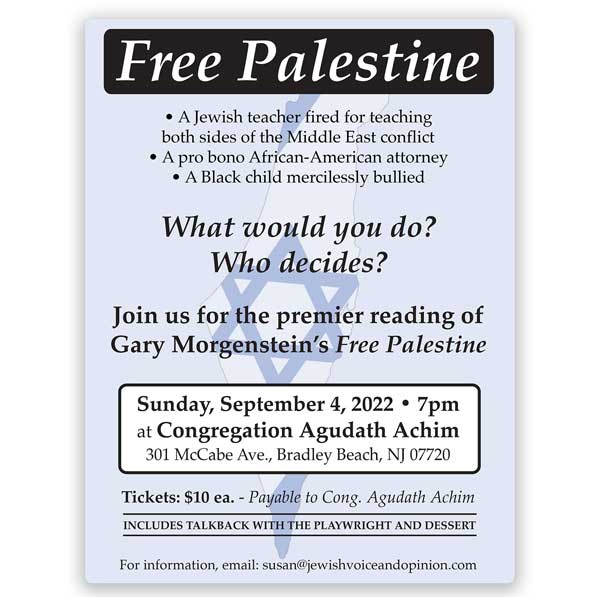 First Public Reading of &#34;Free Palestine&#34; by Gary Morgenstein to take place in Bradley Beach
