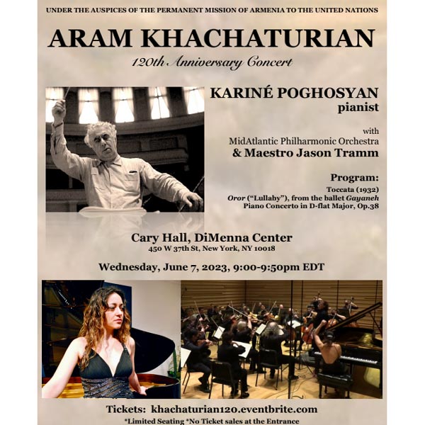 Kariné Poghosyan to Honor Aram Khachaturian's 120th Anniversary on Wednesday