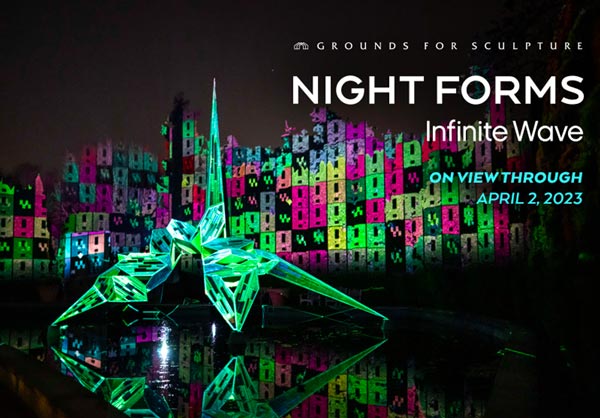 Final Weeks to Visit Night Forms: Infinite Wave, the Interactive Light and Sound Experience at Grounds For Sculpture