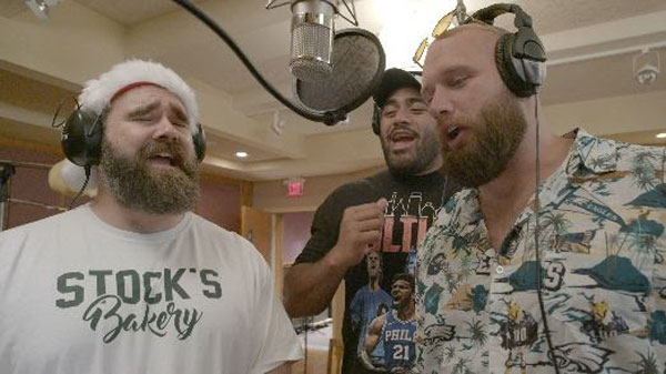 Jason Kelce, Lane Johnson, and Jordan Mailata Reunite with Producers Charlie Hall and Connor Barwin for New Philly Holiday Album