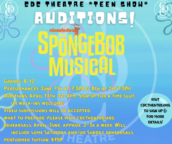 CDC Theatre to hold auditions for &#34;The SpongeBob Musical&#34;