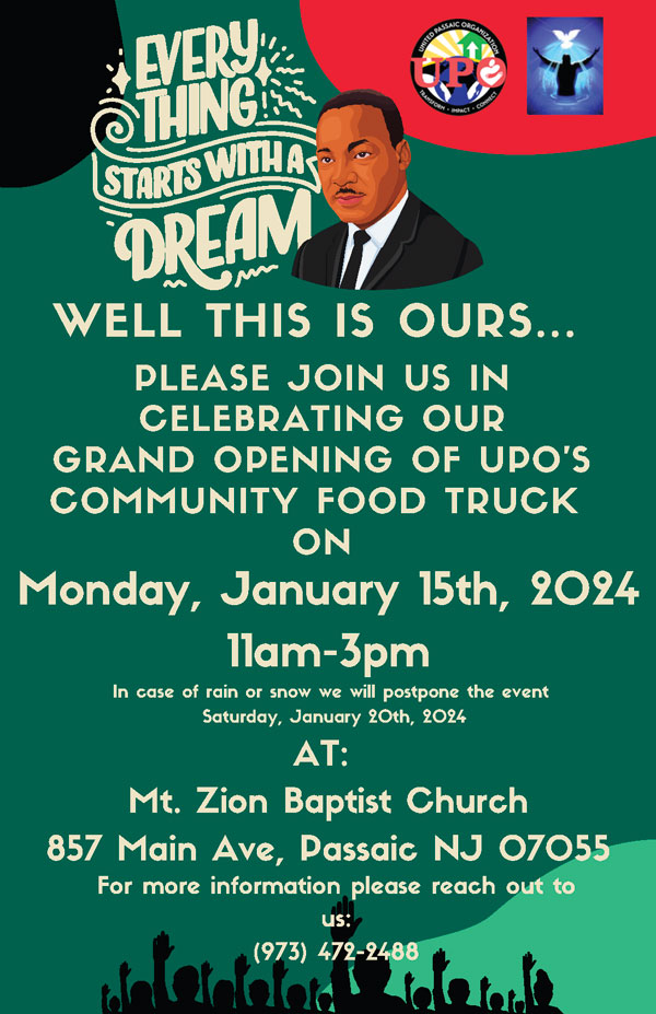 యునైటెడ్ పాసైక్ ఆర్గనైజేషన్ MLK రోజున పాసైక్ కౌంటీలో ఆహార అభద్రతను ఎదుర్కోవడానికి ఫుడ్ ట్రక్ను ఆవిష్కరించింది యునైటెడ్ పాసైక్ ఆర్గనైజేషన్ MLK రోజున పాసైక్ కౌంటీలో ఆహార అభద్రతను ఎదుర్కోవడానికి ఫుడ్ ట్రక్ను ఆవిష్కరించింది